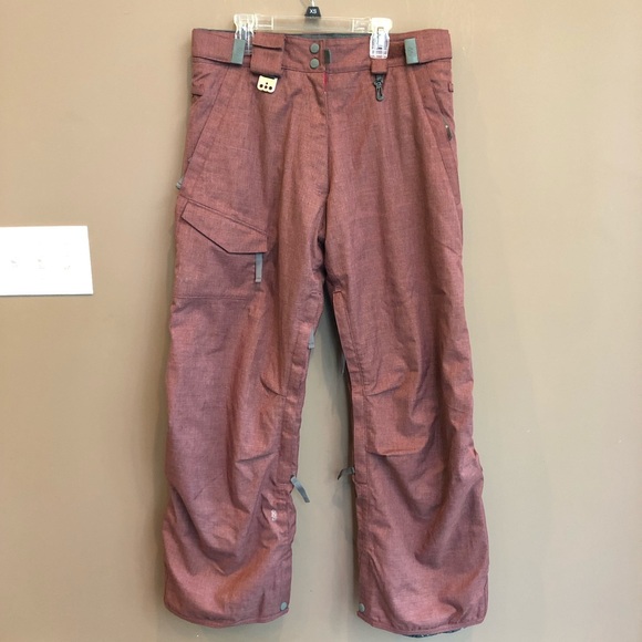 maroon snow pants